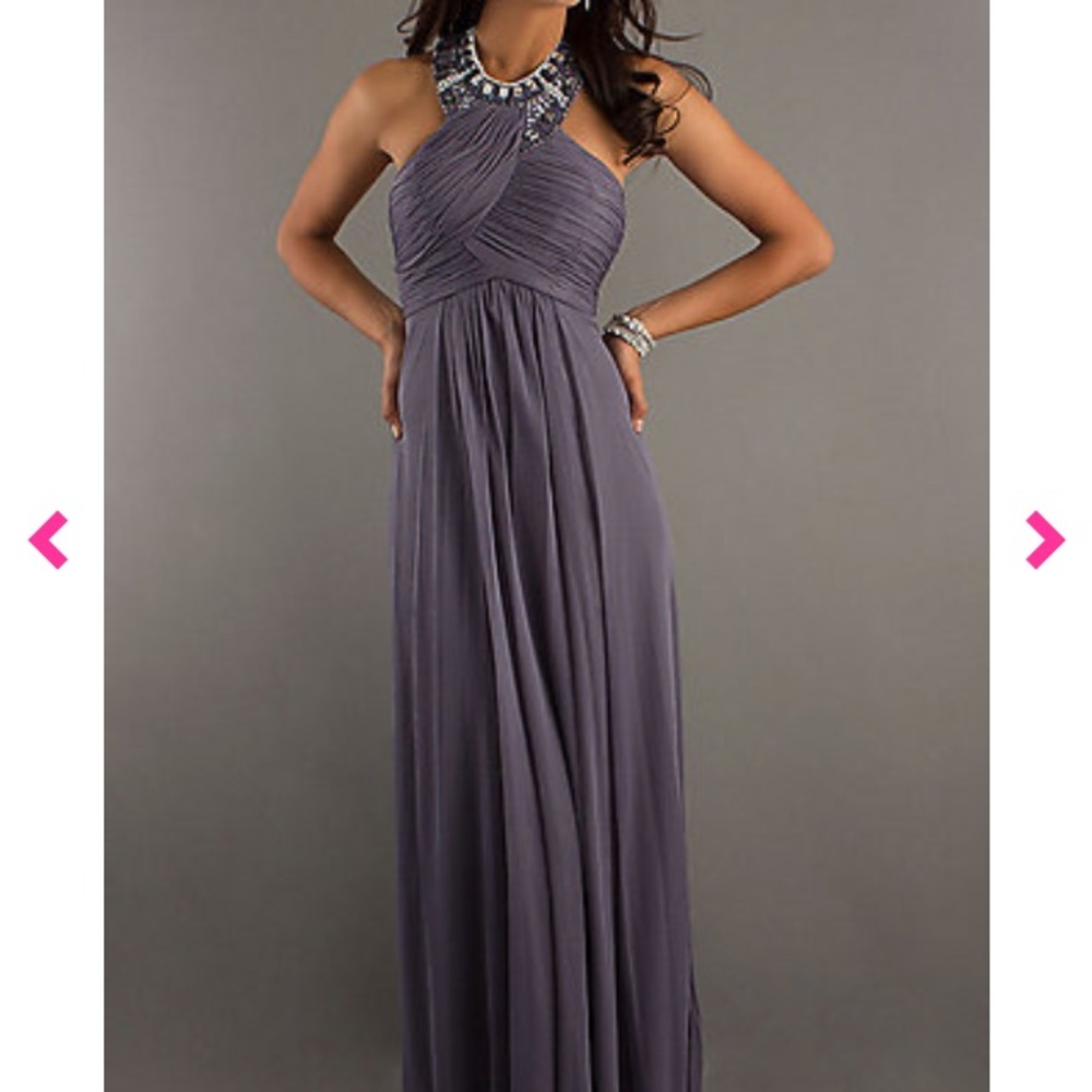 PromGirl Gray floor length prom dress